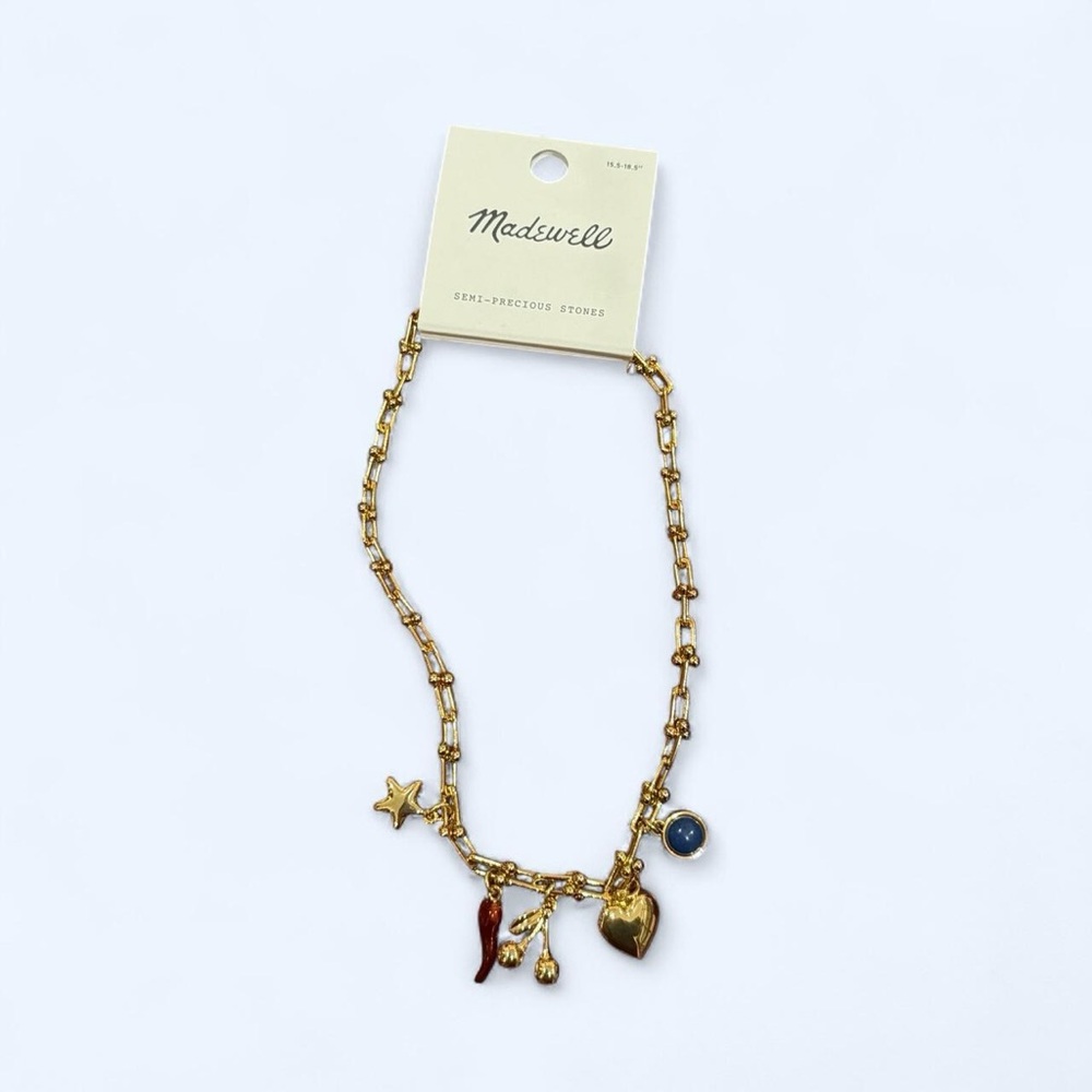 Madewell Gold Necklace with Star and Heart Charms